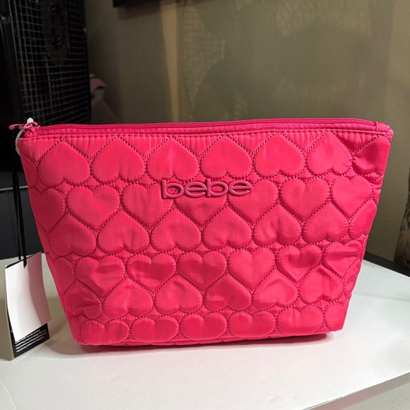 Bebe Fuchsia Heart Quilted Cosmetic Bag - Picture 1 of 1